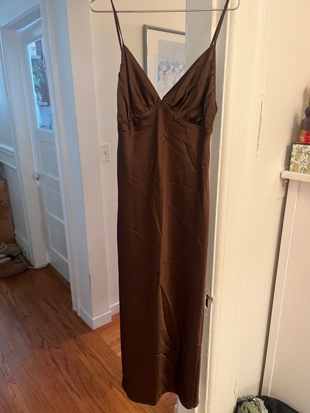 A&F beautiful Satin Slip Dress in Deep Brown